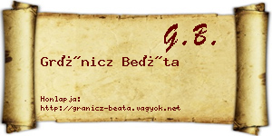 Gránicz Beáta névjegykártya